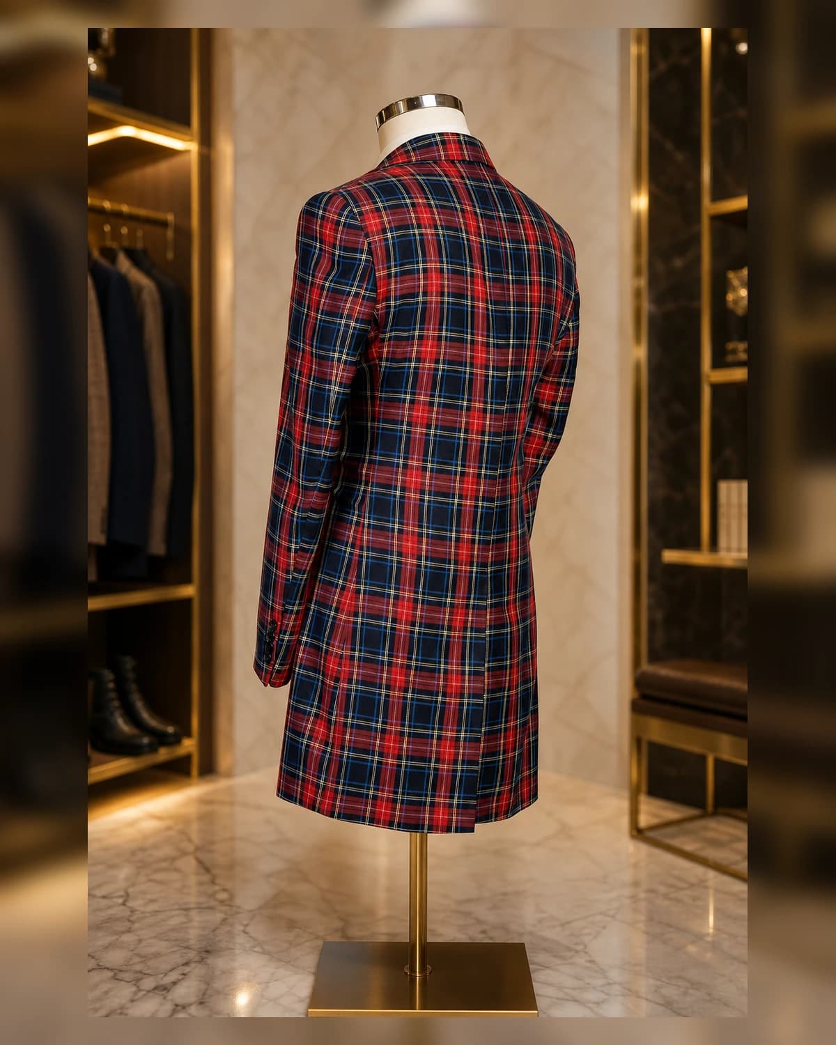 Ayeadio Check Double breasted suit — fabric detail