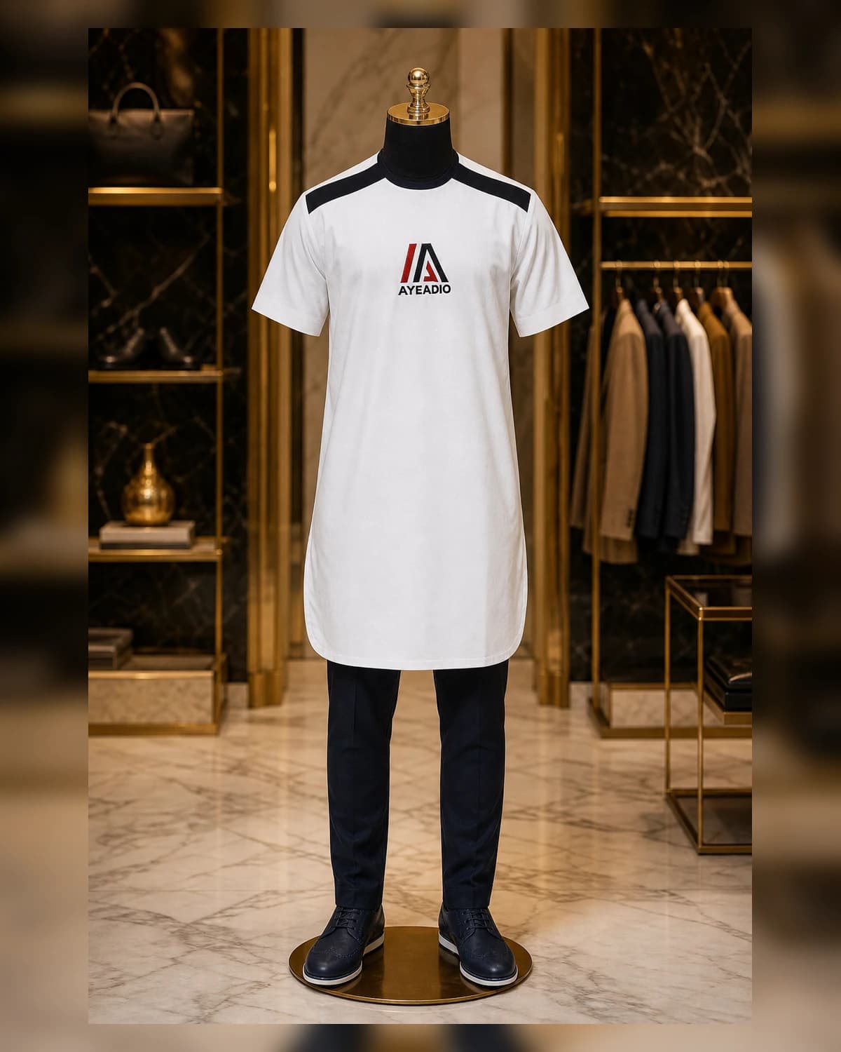 Ayeadio Male white Top Round-neck — styled