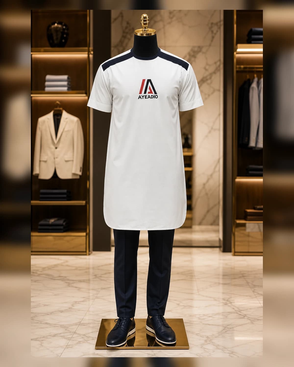 Ayeadio Male white Top Round-neck — view 4
