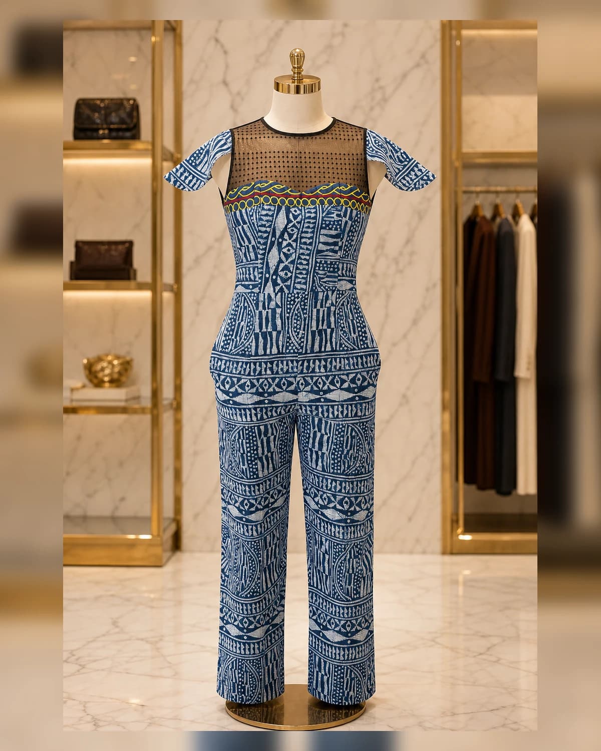 Bami Shoulder Junpsuit — fabric detail