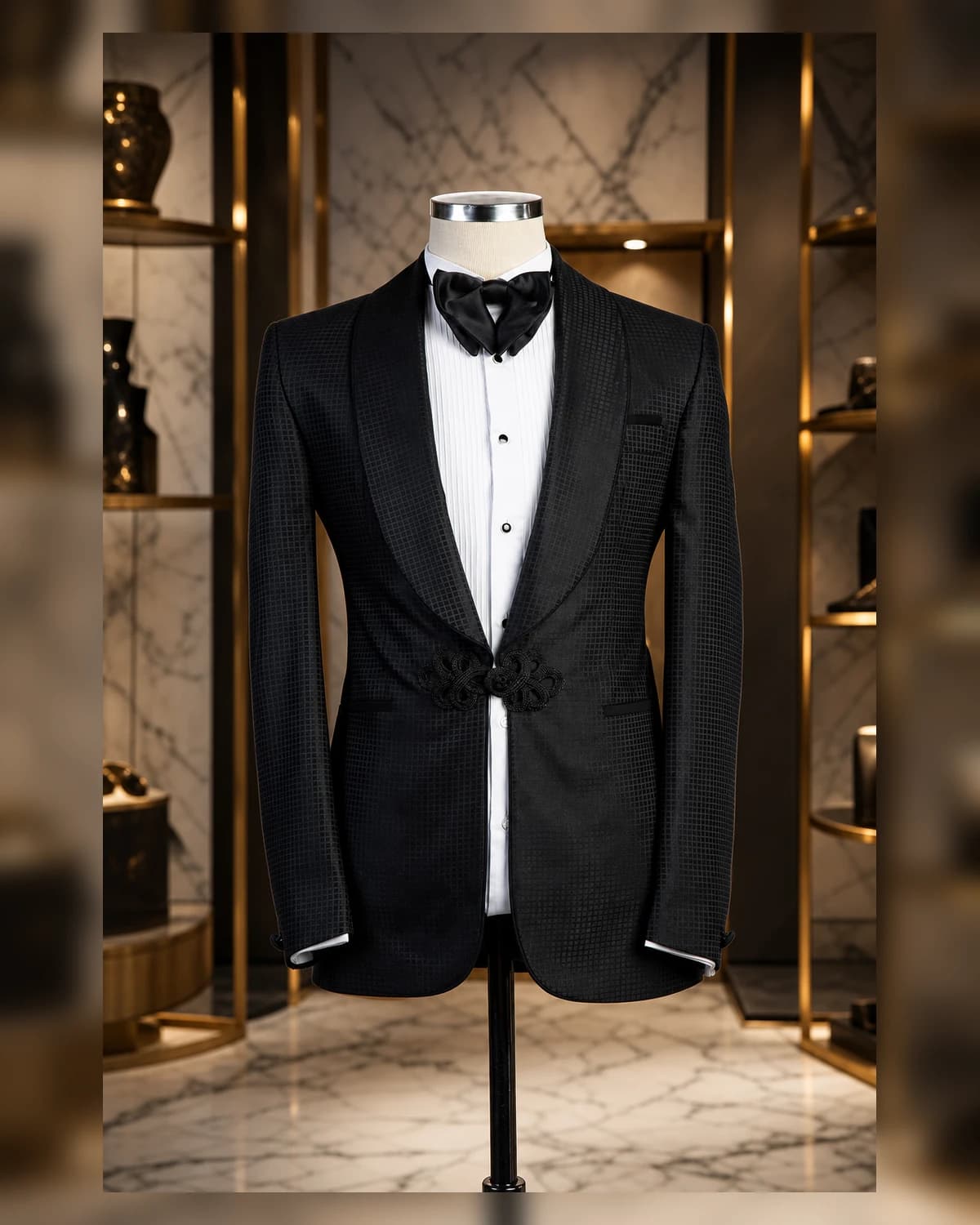 Black button thread blazer — styled