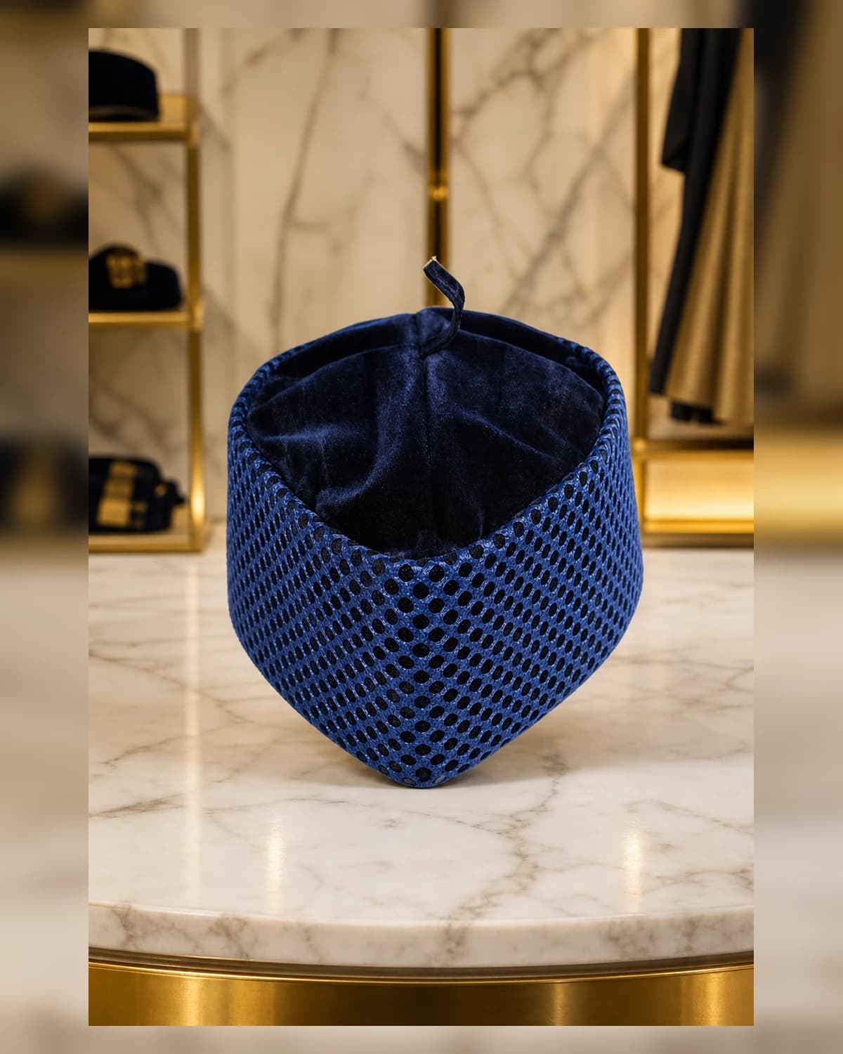Blue net hat