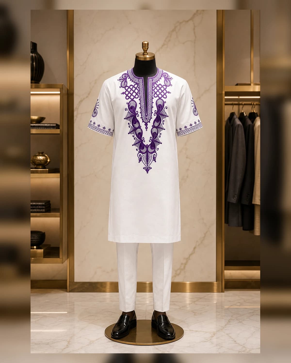 Casual purple embroidery afriture