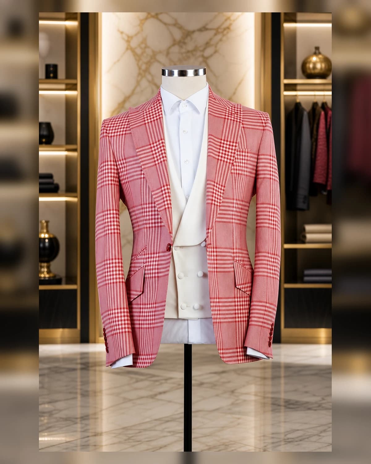 Classy italian Slim fit cotton check suits