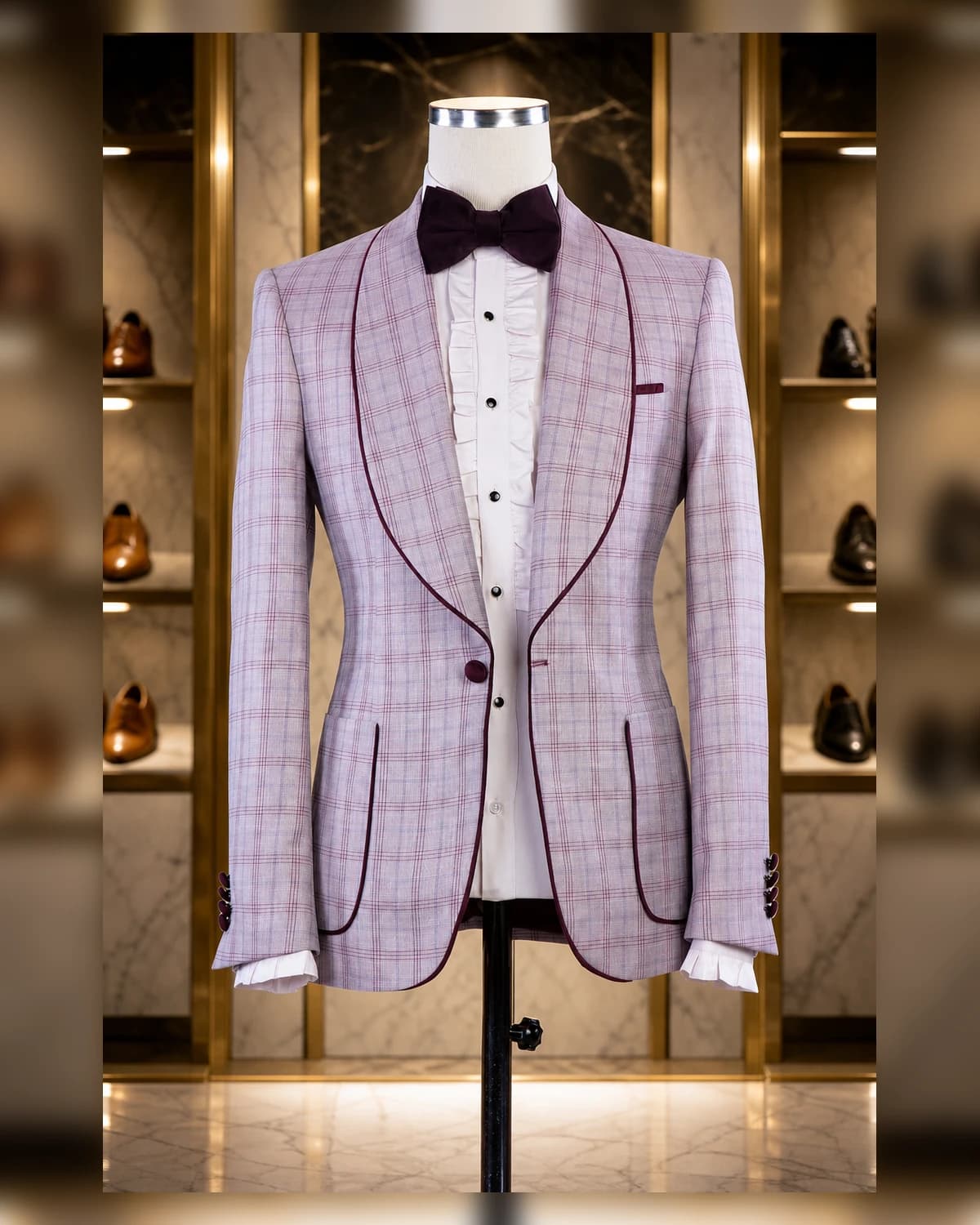 External Pocket Check Slim fit suit