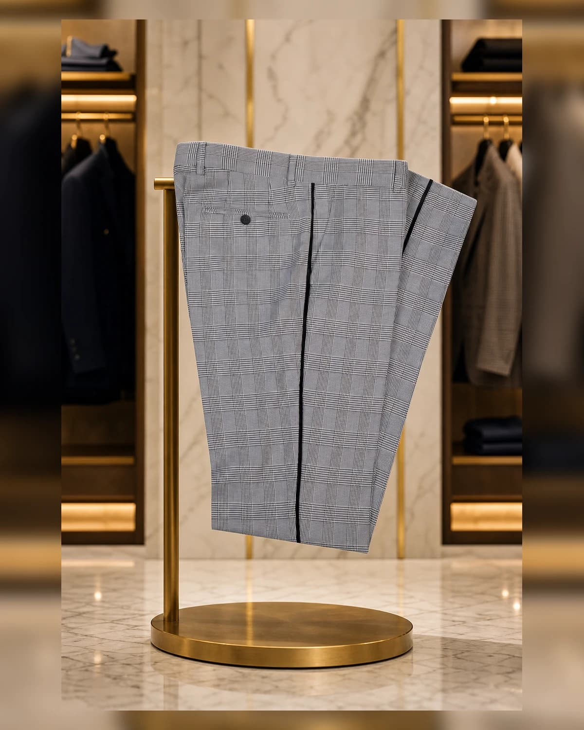 External Pocket Check Slim fit suit — view 6