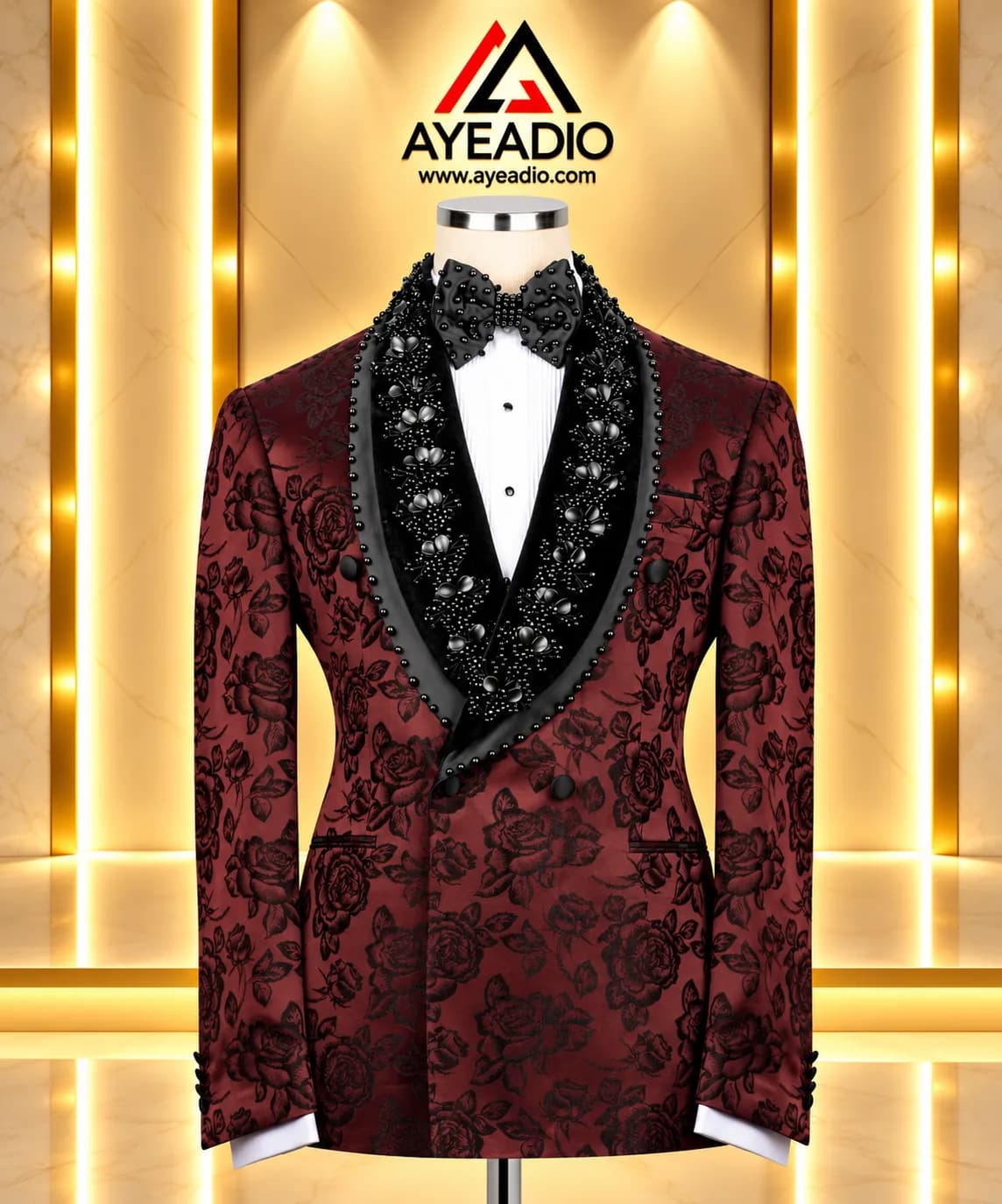 Black Stones Lapel Tuxedo — fabric detail
