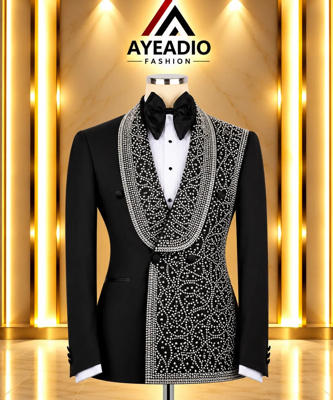 Silver Stones Round Lapel Tuxedo