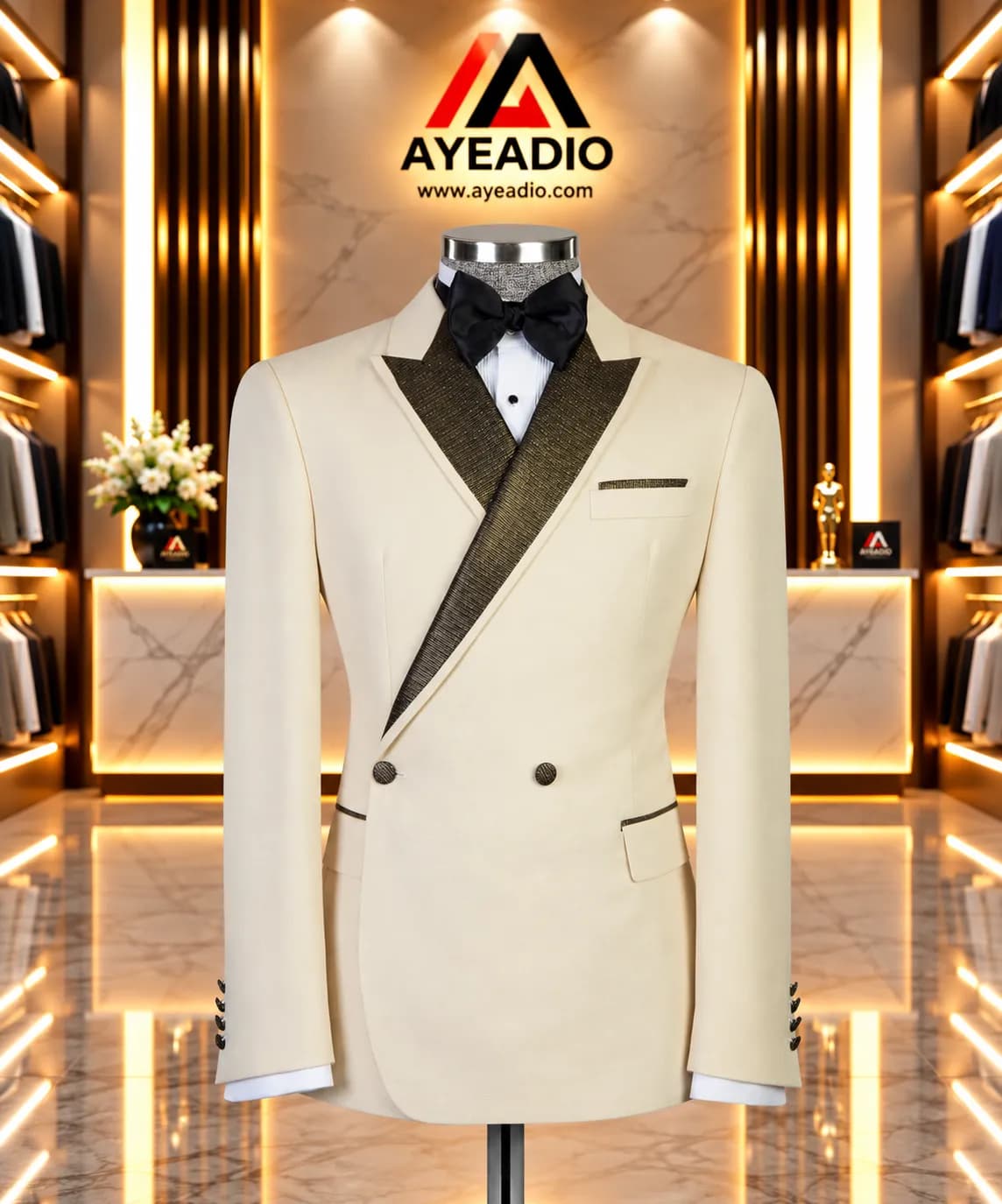 Cream Single Breasted Suit