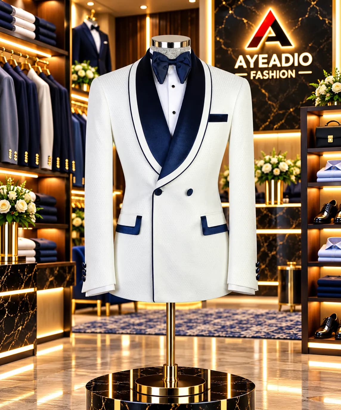 White and Blue lapel Tuxedo