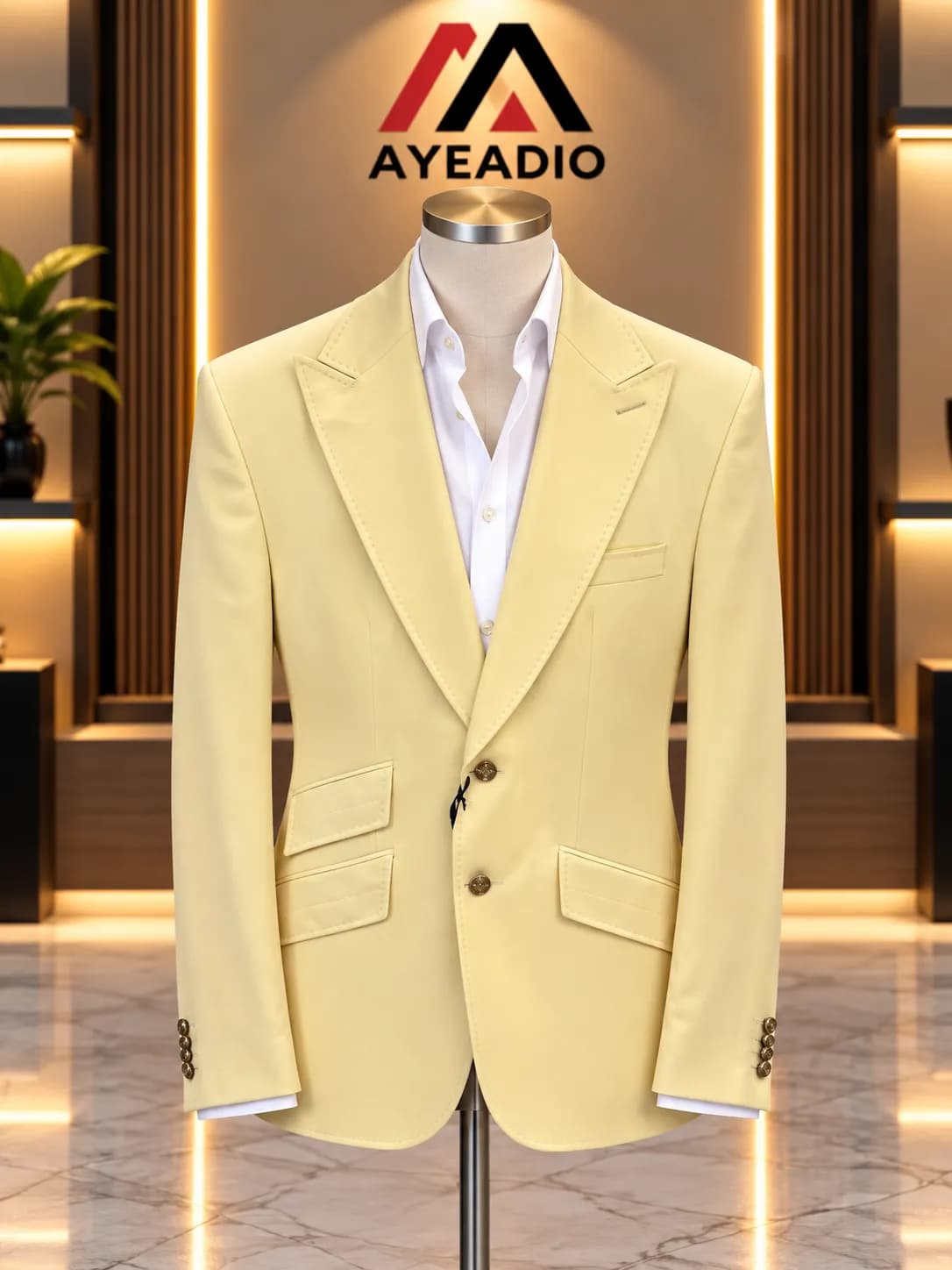 Yellow 3 Pieces Suit 56