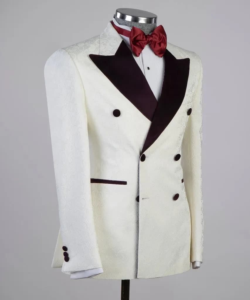 Breasted Velvet Burgundy Lapel — fabric detail