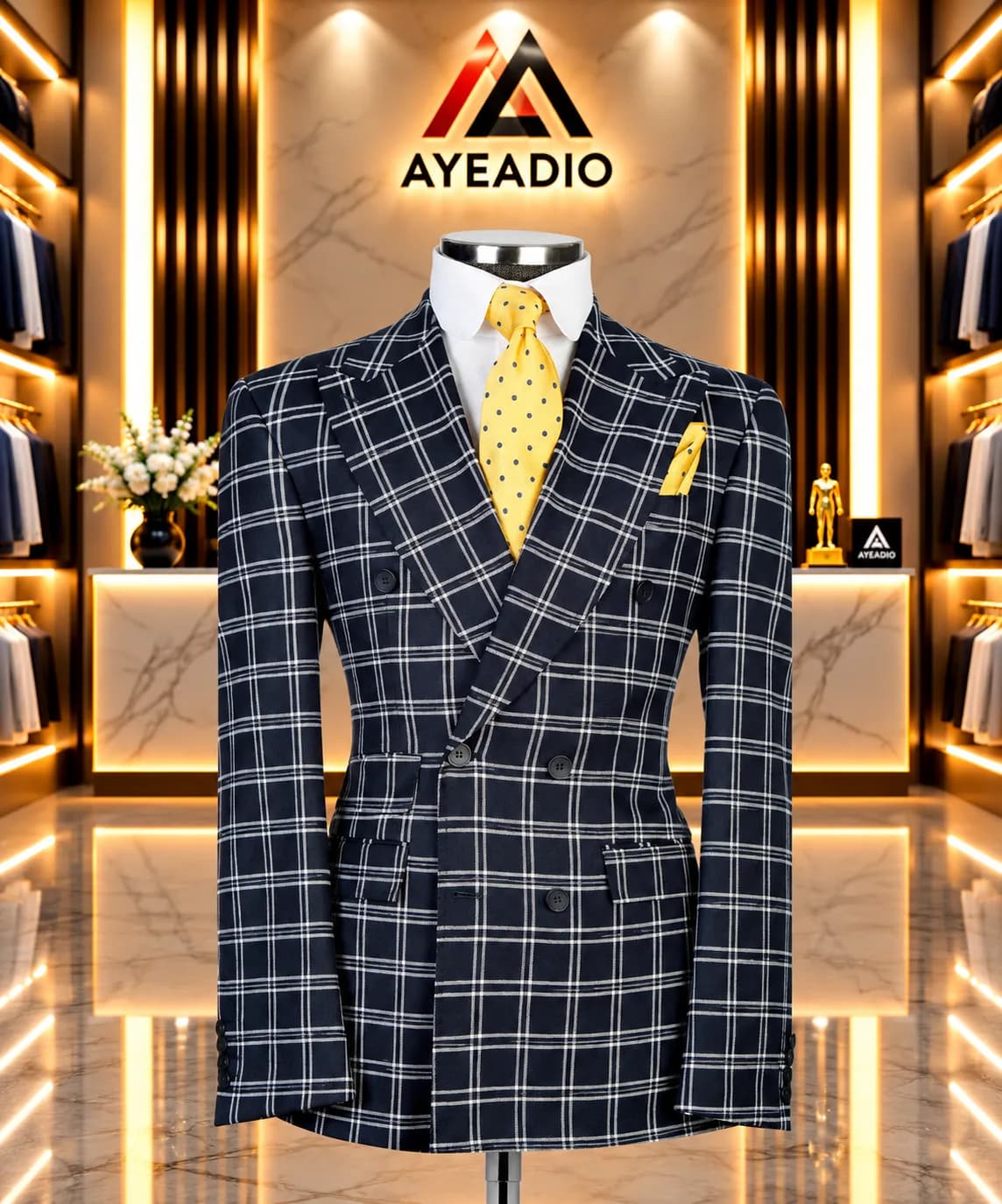Black Breasted Check Suit 02