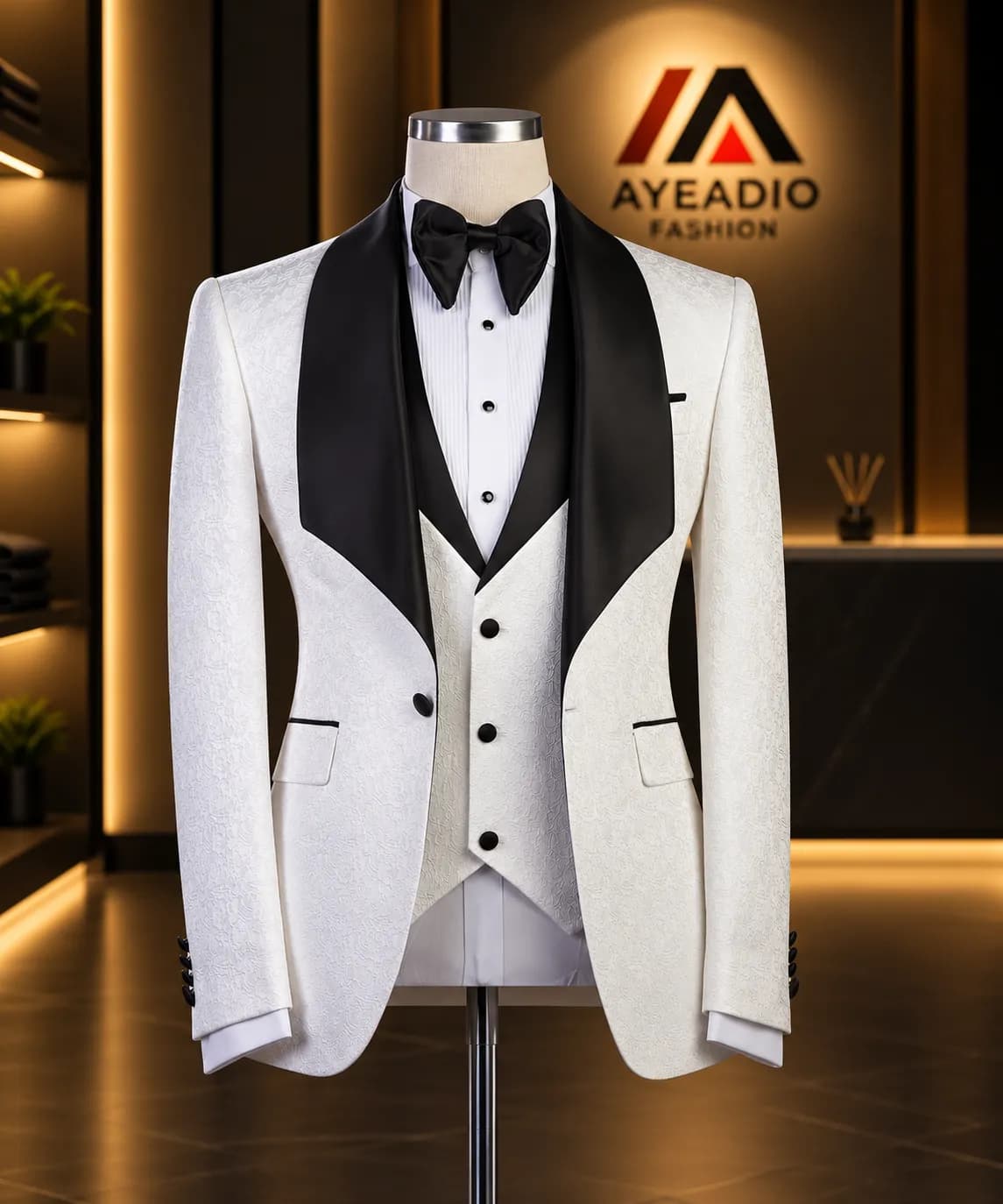 White and Black Lapel Tuxedo 56