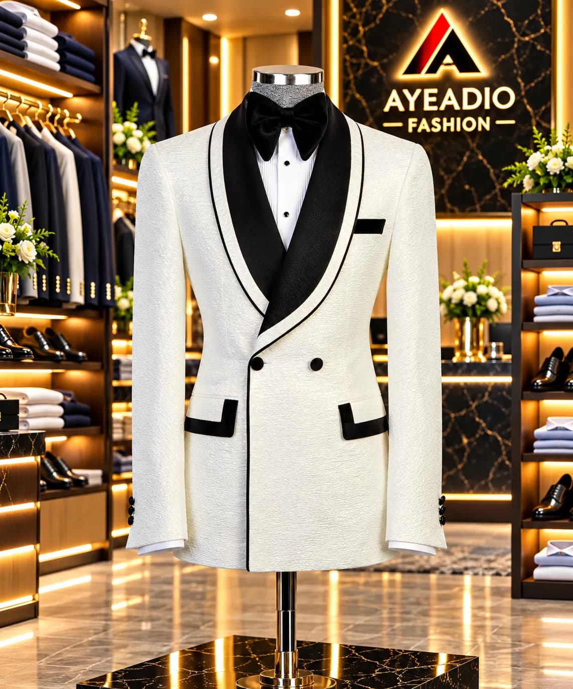 White and Black Lapel Tuxedo