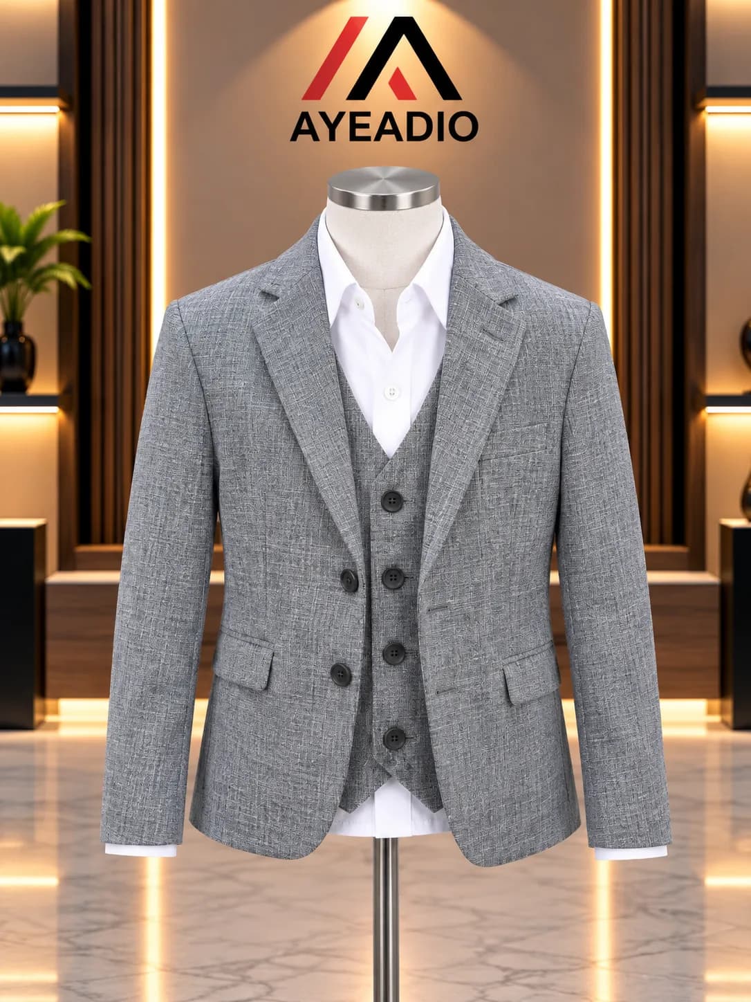Kids Gray 3 Piece Suit 01