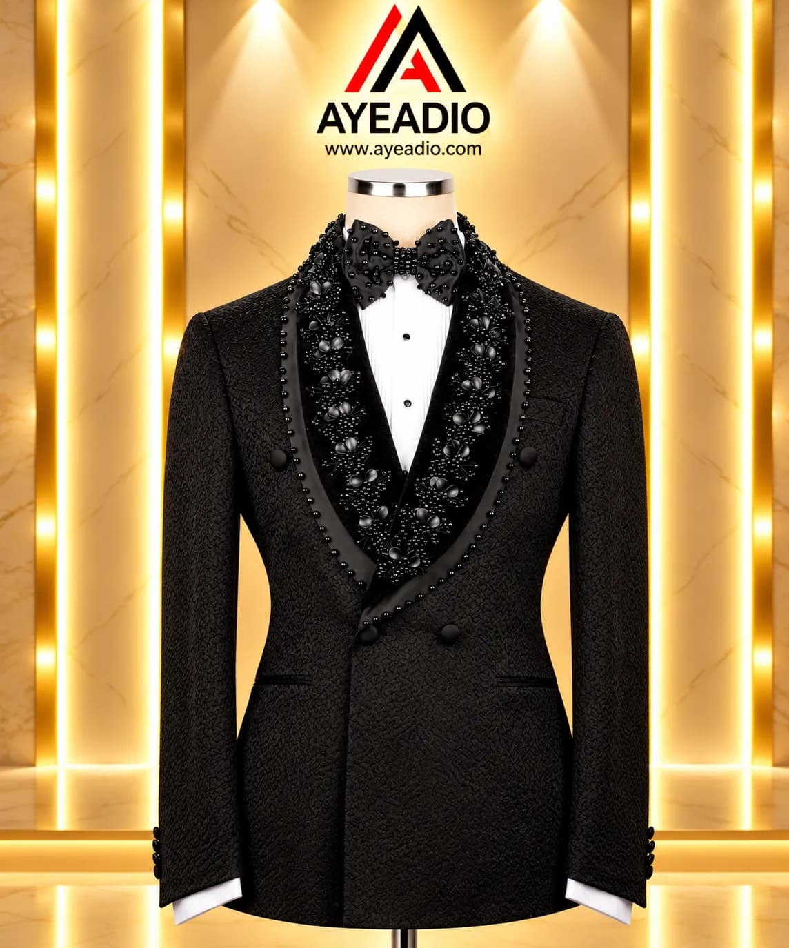 Burgundy Stones Lapel Tuxedo — view 4