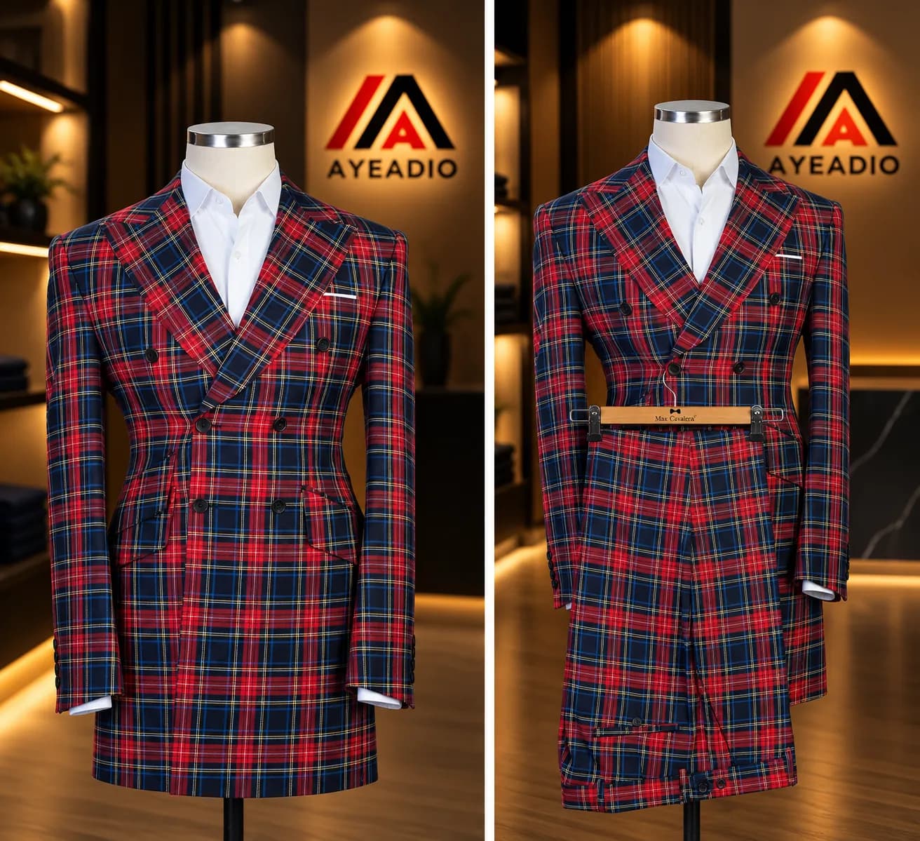 Long Breasted Check Suit 02 — fabric detail
