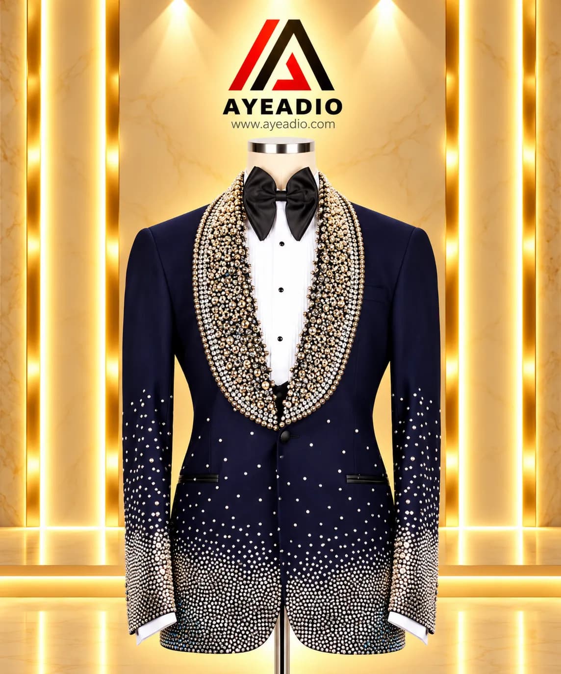 3 Pieces Rhinestones Tuxedo