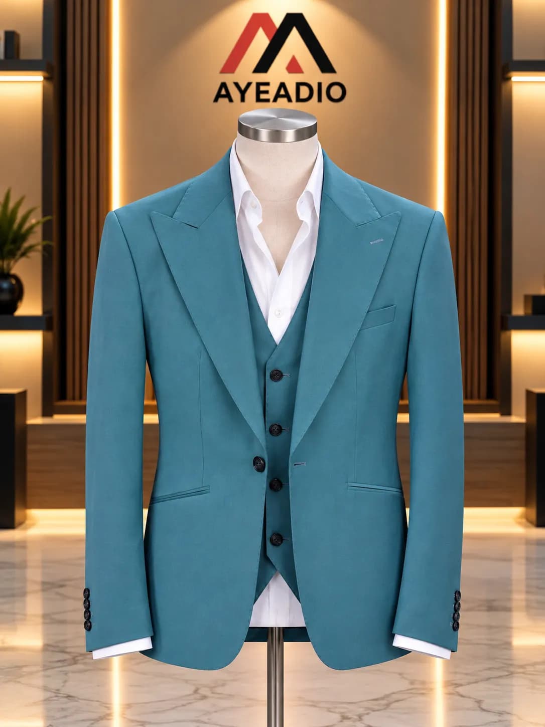 Light Blue 3 Pieces Suit 56