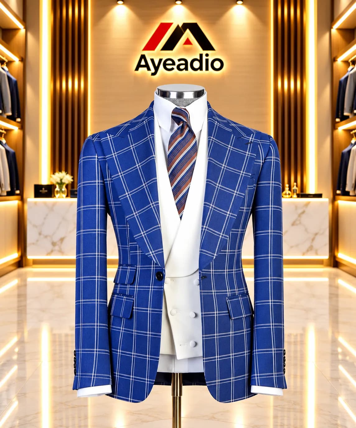 Gray Check 3 Pieces Suit — styled