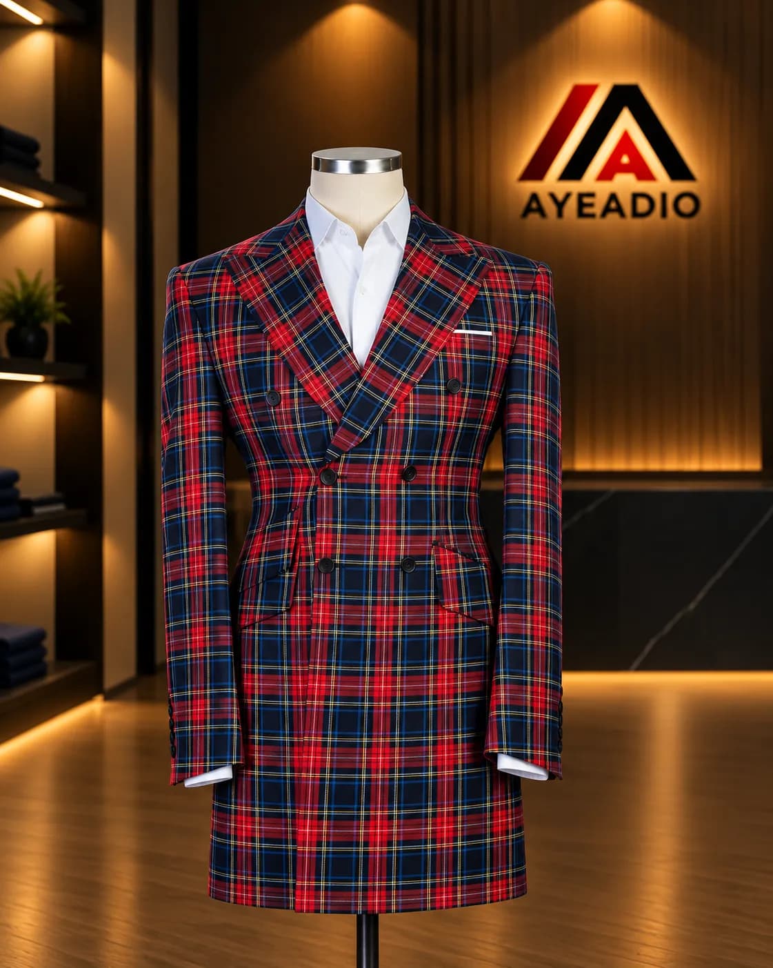 Long Breasted Check Suit 02