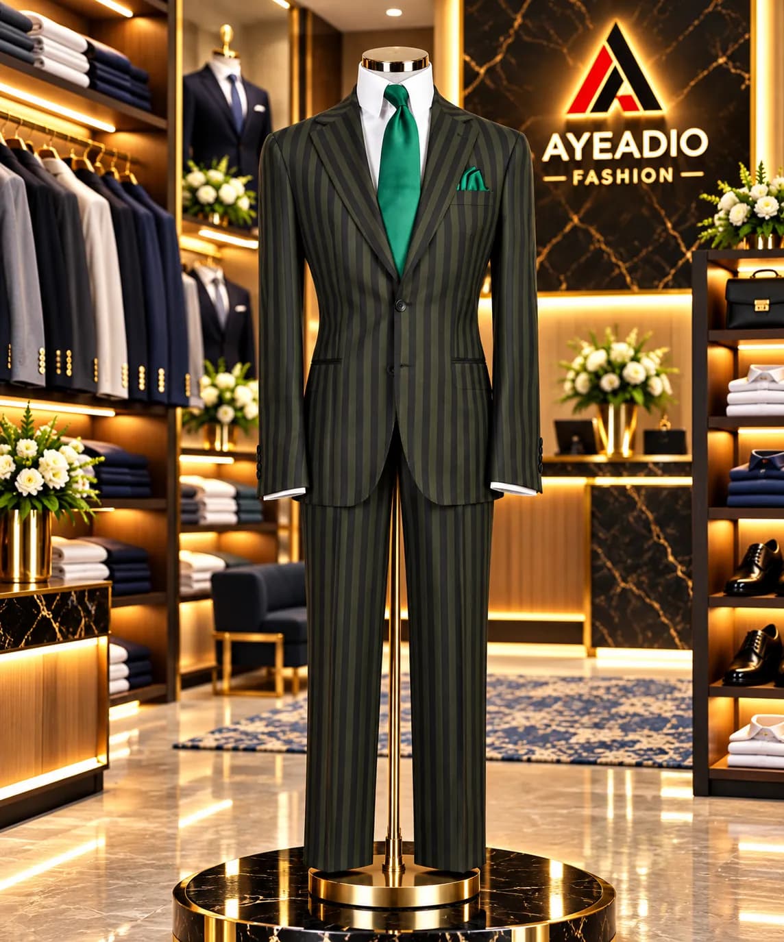 Wide Stripe Suit — fabric detail