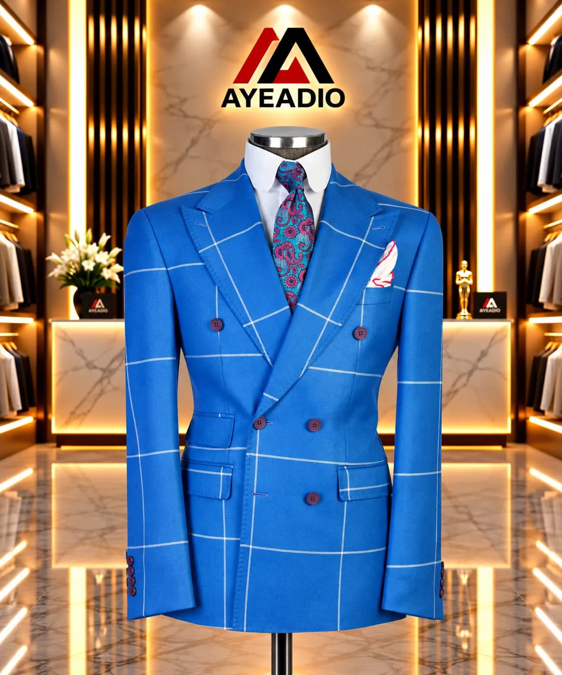 Black Check Suit 02 — fabric detail