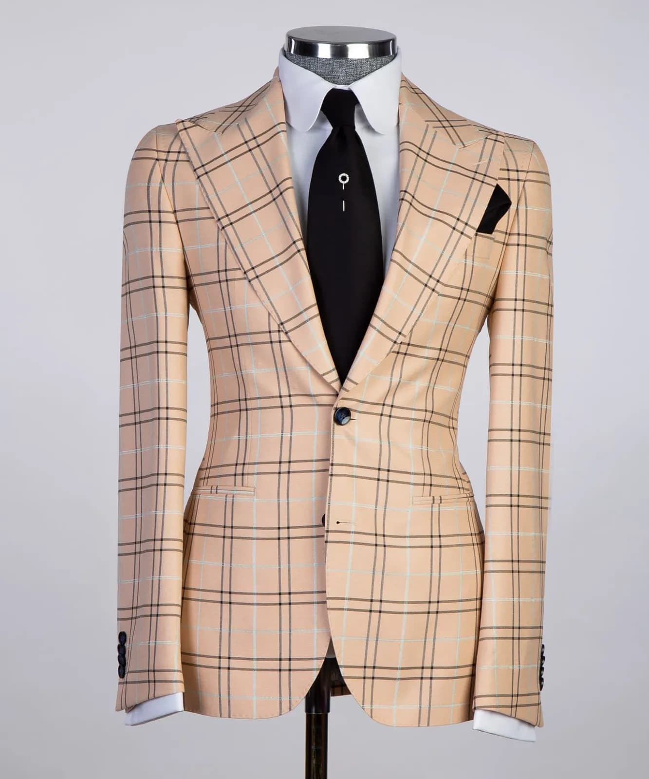 Cream Check Suit — fabric detail