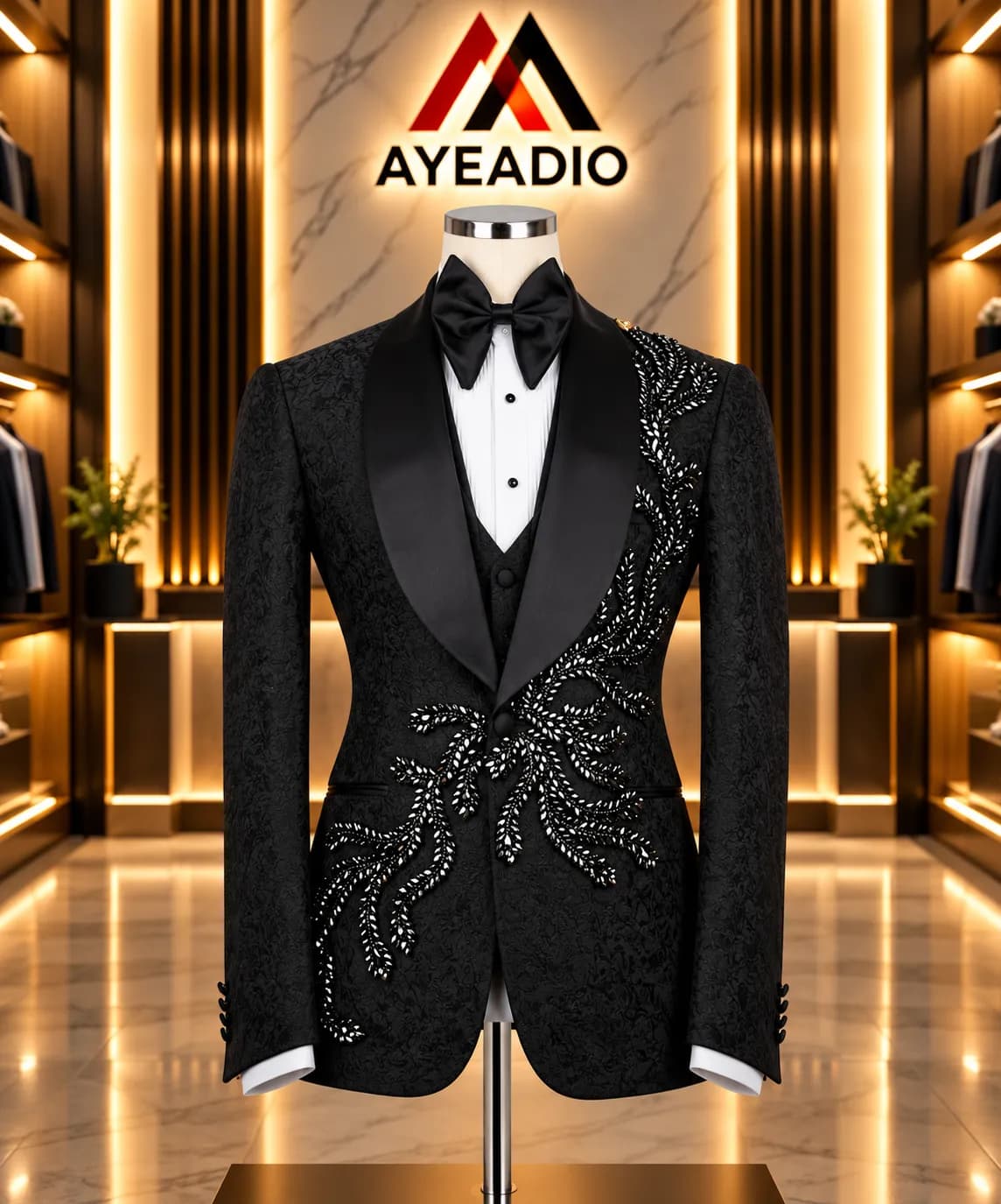 Gold 3 Pieces Decor Tuxedo — fabric detail