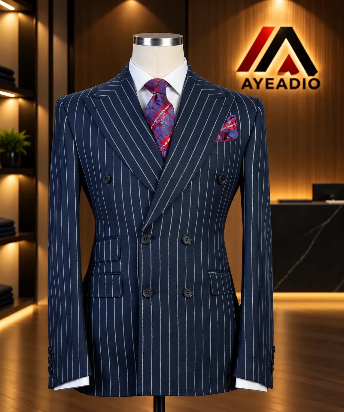 Navy Blue Stripe Suit 56