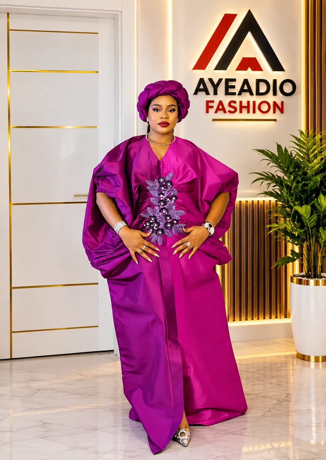 Brown Long Rich Auntie Dress — view 4