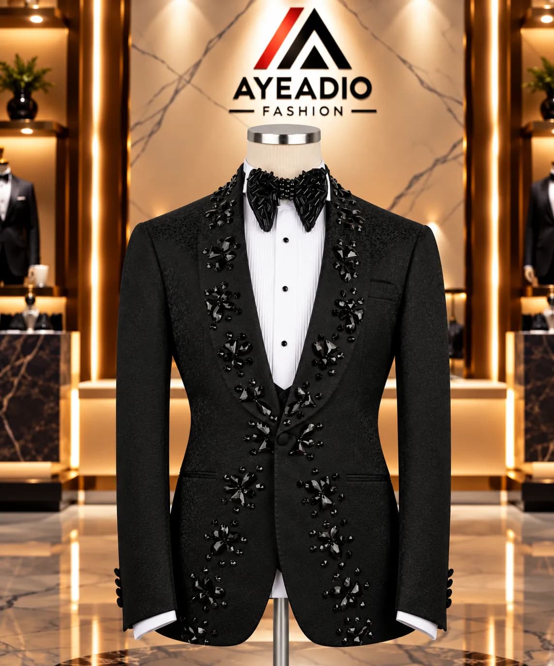 Navy Blue Ceremonial Suit — fabric detail
