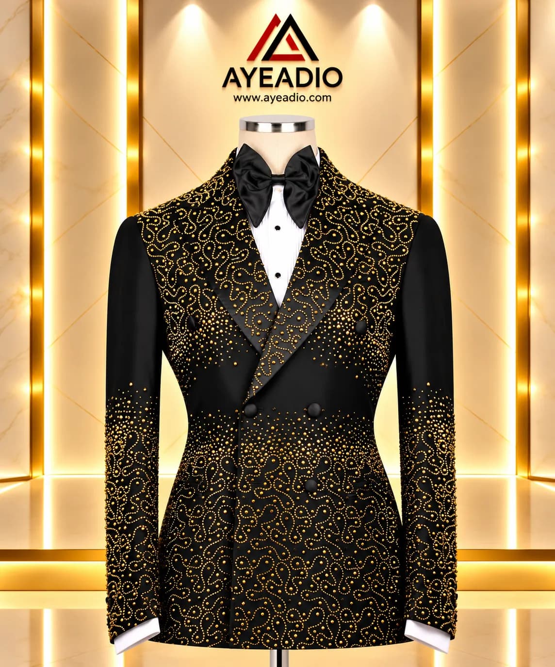 Silver Rhinestones Tuxedo — fabric detail