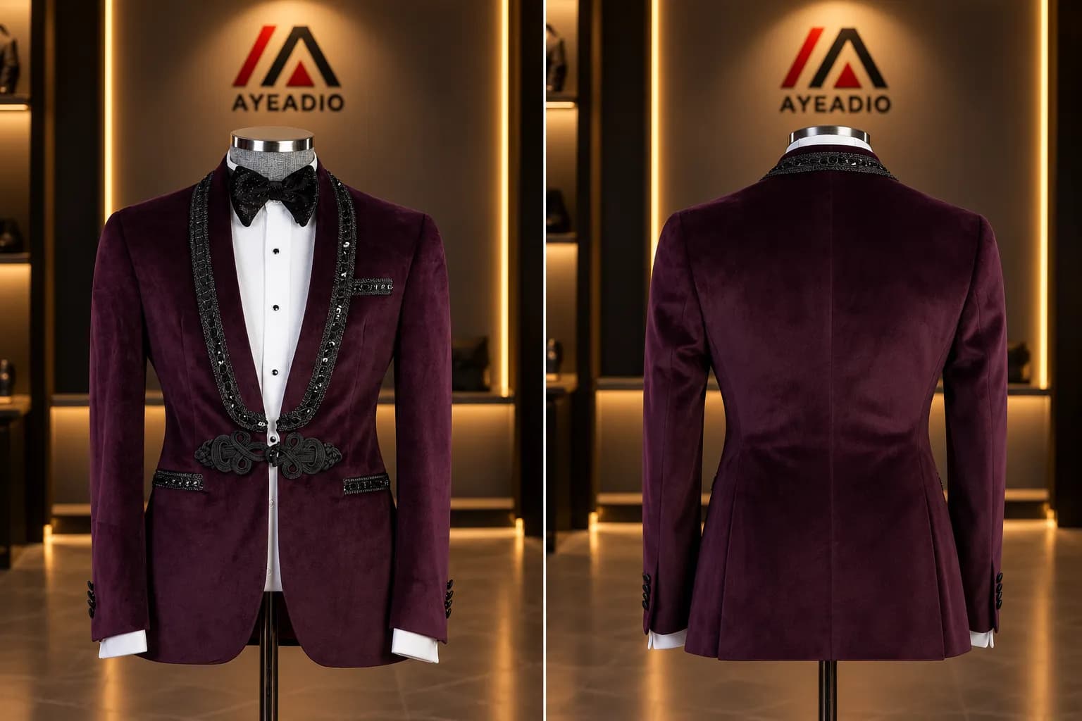 Brown Velvet Tuxedo — fabric detail