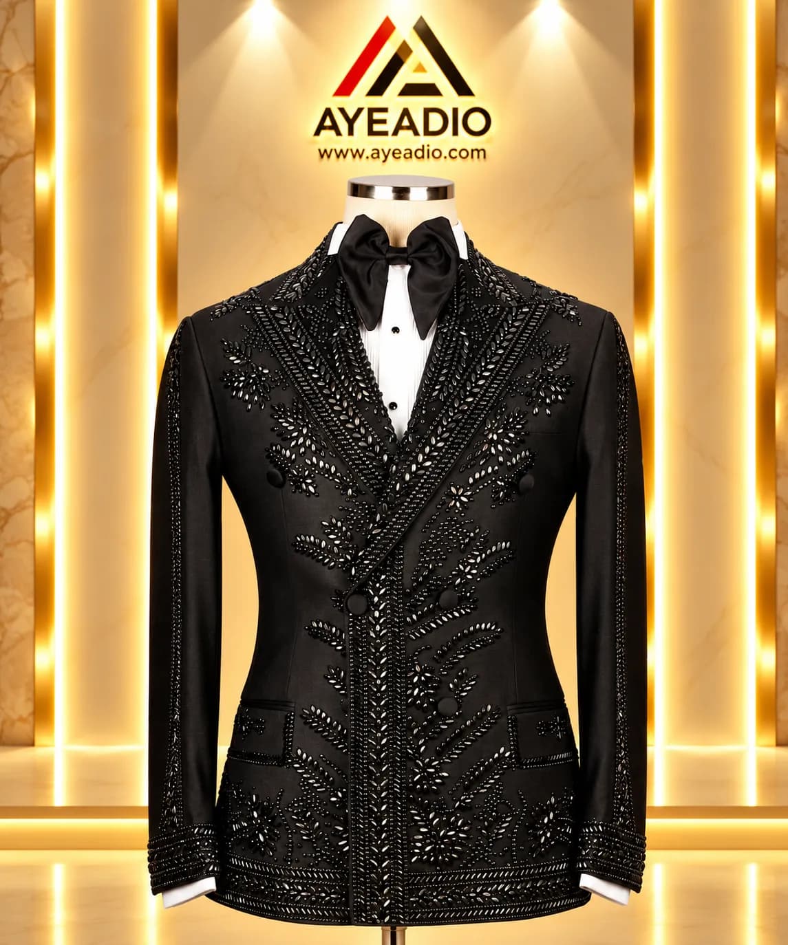 Breasted Silver Stones Tuxedo — fabric detail