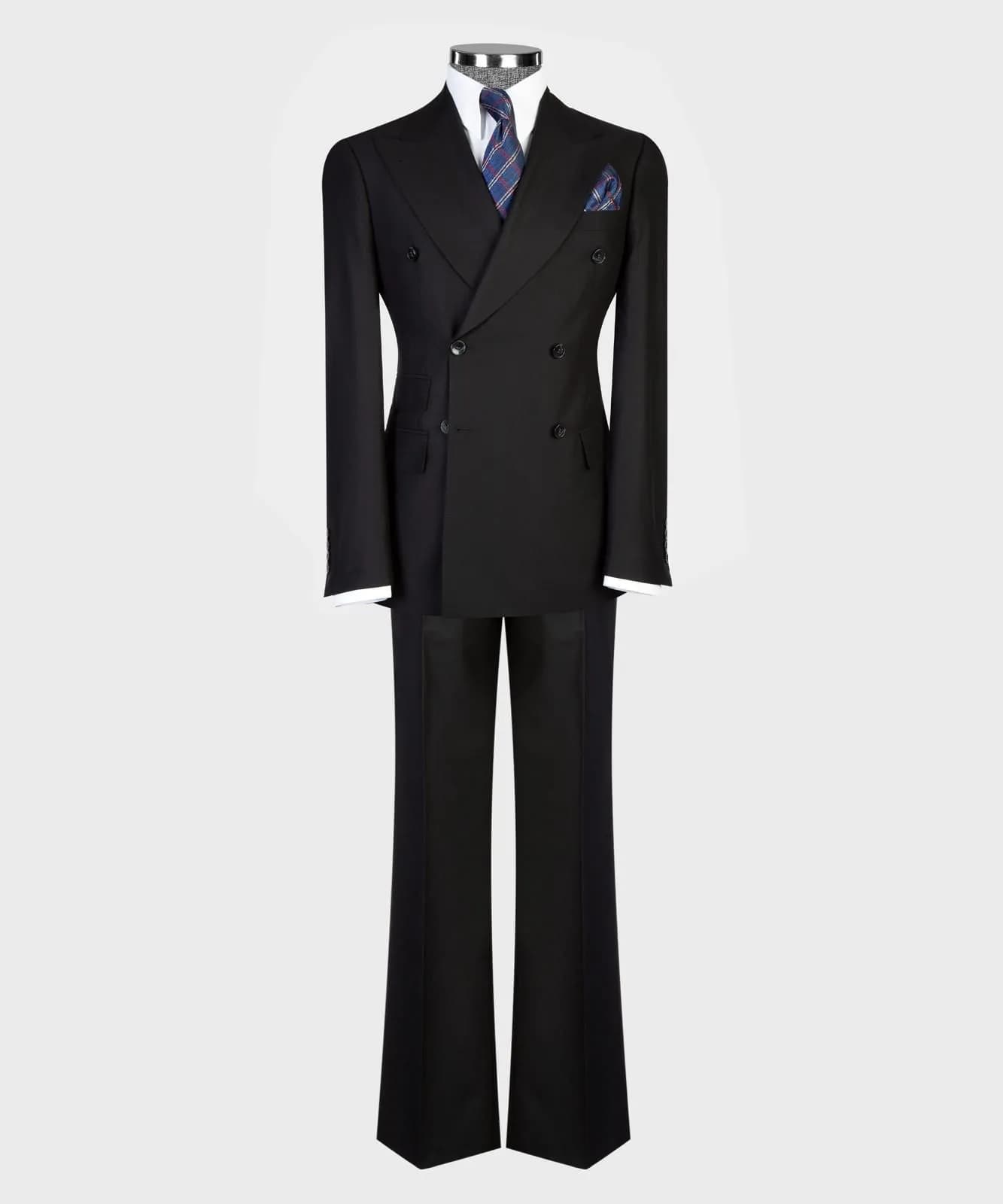 Black Flare Pants Suit 54 — fabric detail