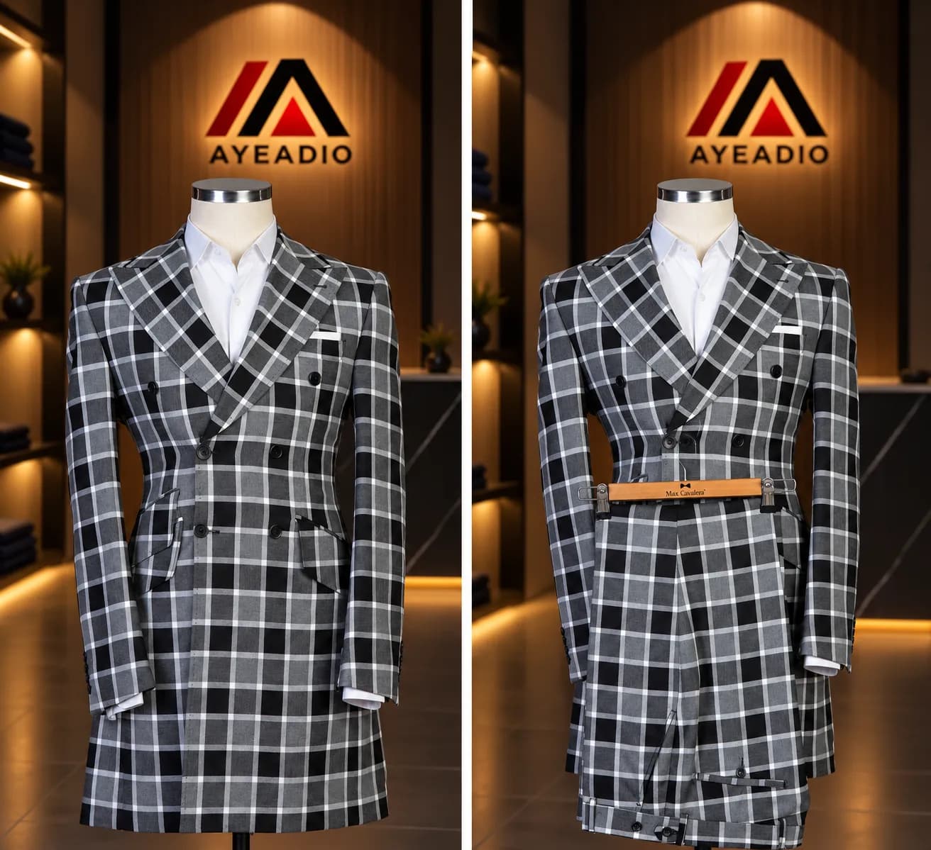 Long Breasted Check Suit