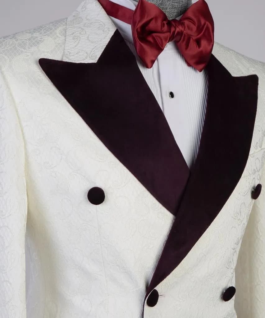 Breasted Velvet Burgundy Lapel — styled
