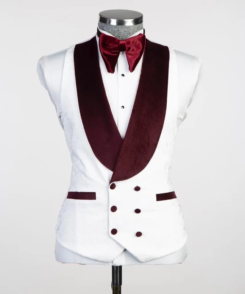 Burgundy Velvet Lapel Tuxedo — view 4