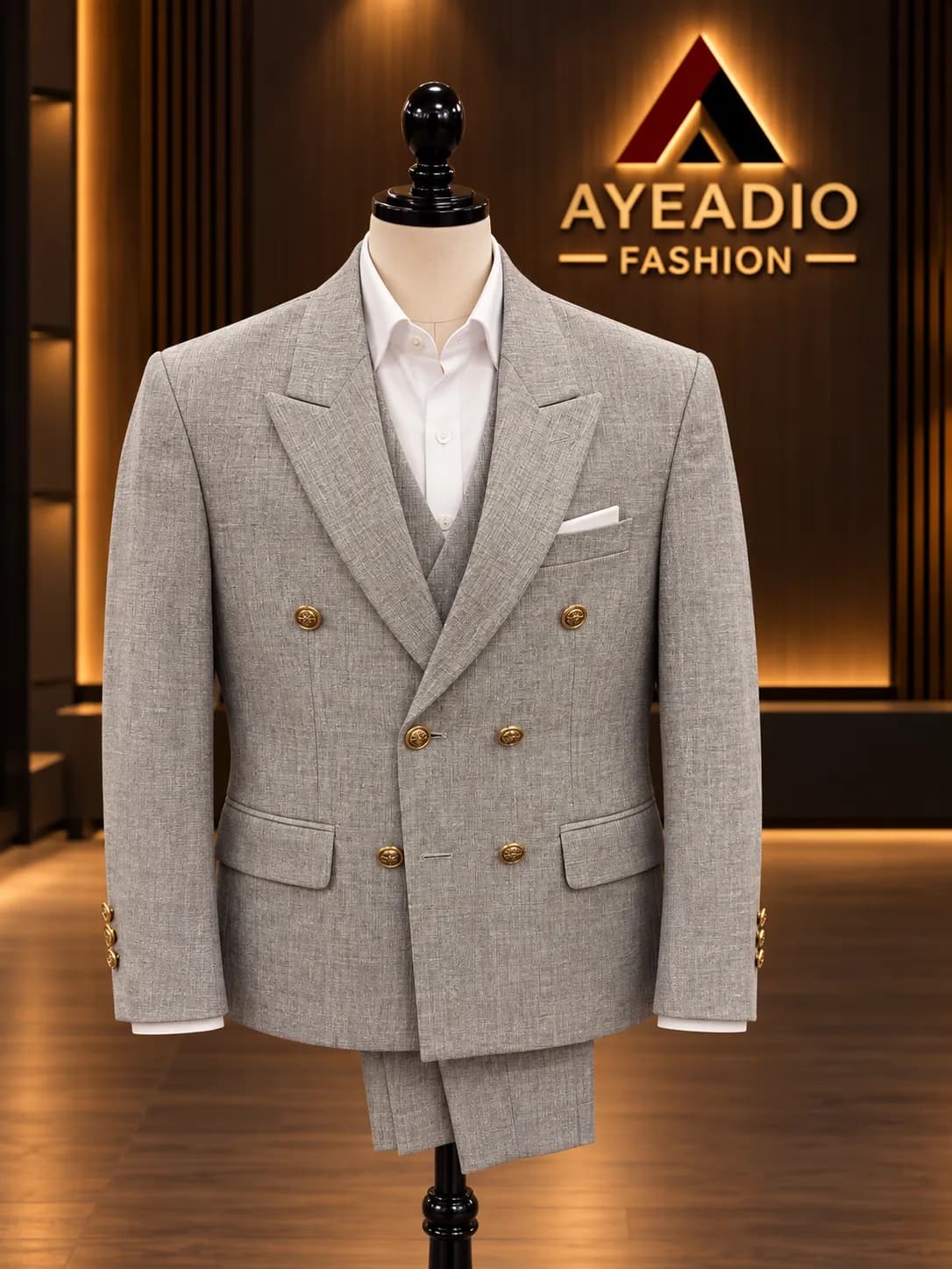 Gray kids Breasted Suit