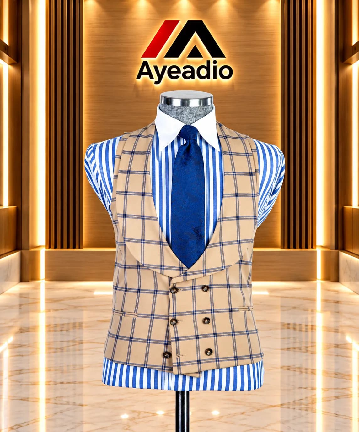 Cream Check Suit 01 — fabric detail