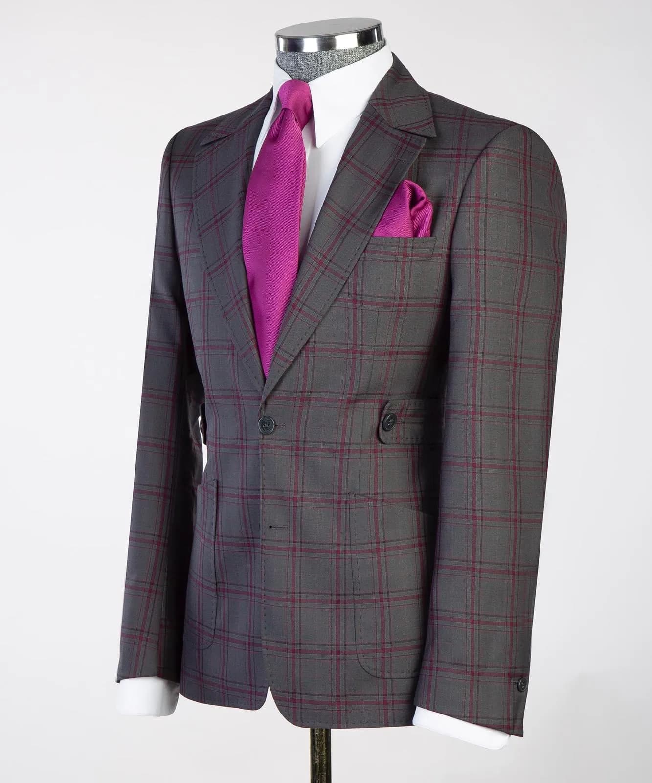 Gray Check Suit — fabric detail