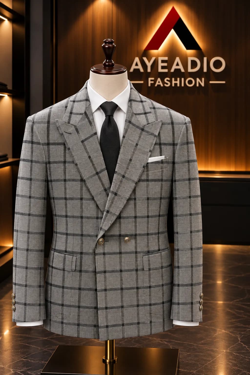 2 Buttons Ash Check Suit