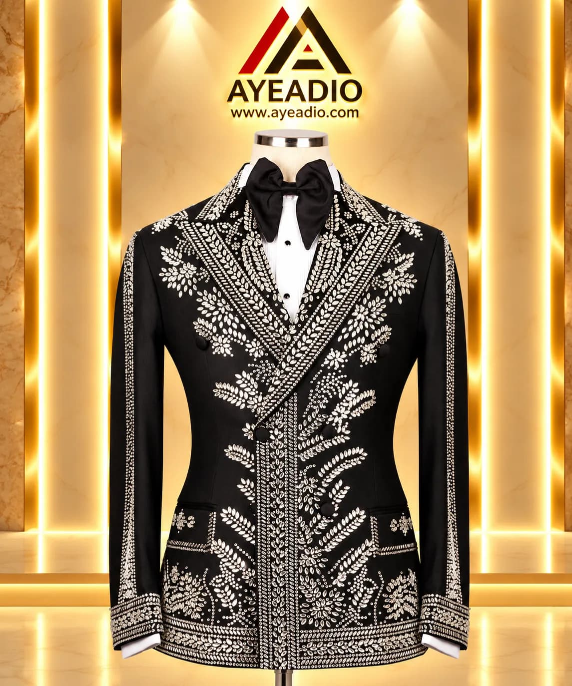 Breasted Gold Stones Tuxedo — styled