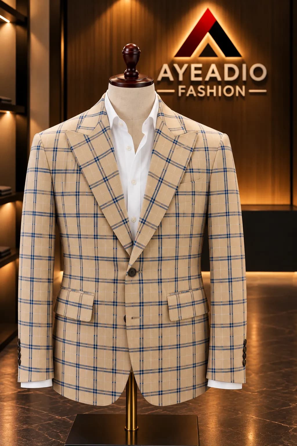 3 Pieces Solid Check Suit