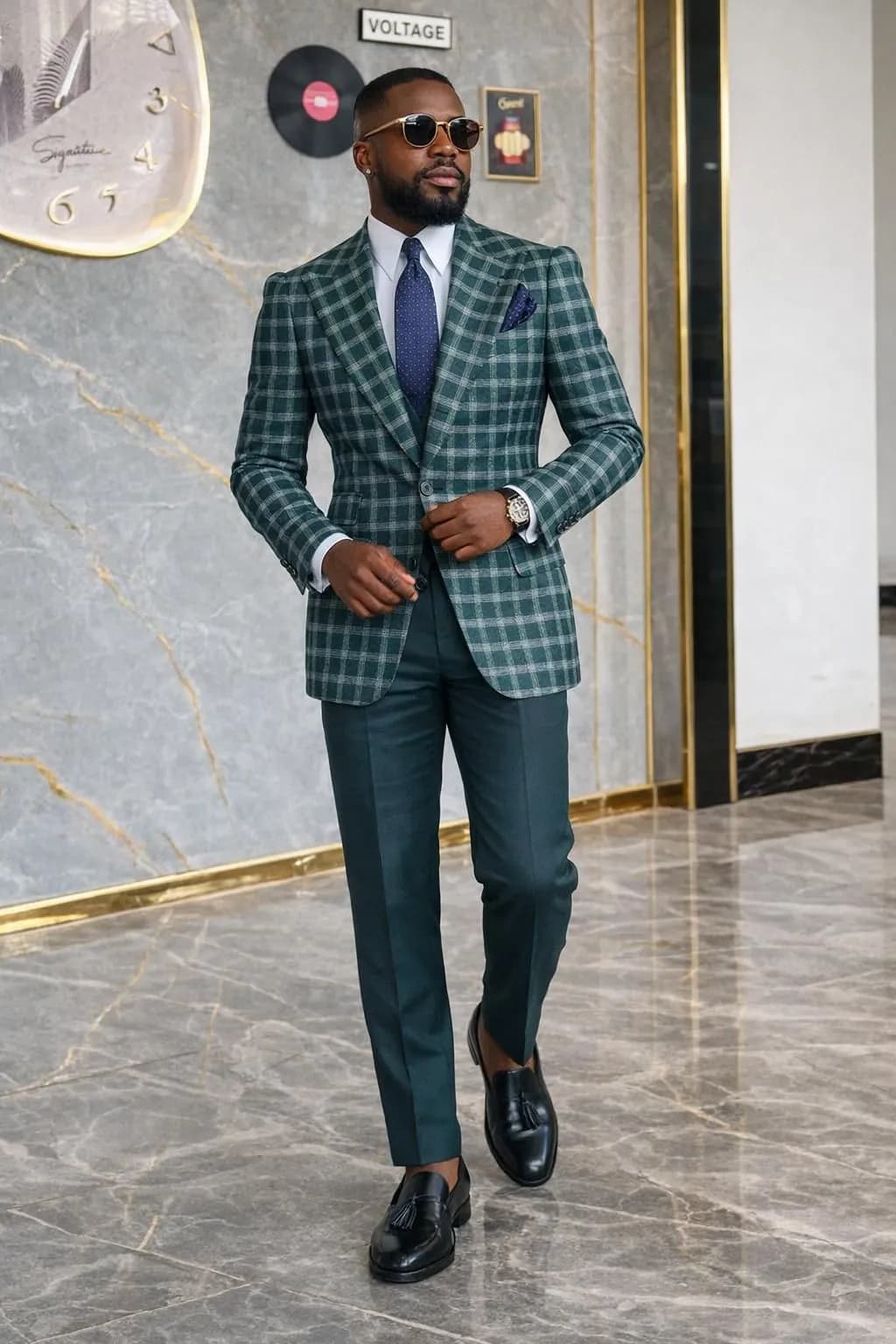 Green Check Suit 48 — fabric detail