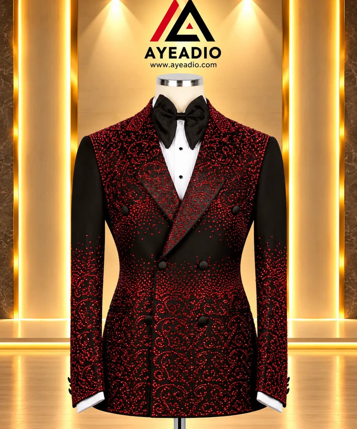 Breasted Green Stones Tuxedo — fabric detail