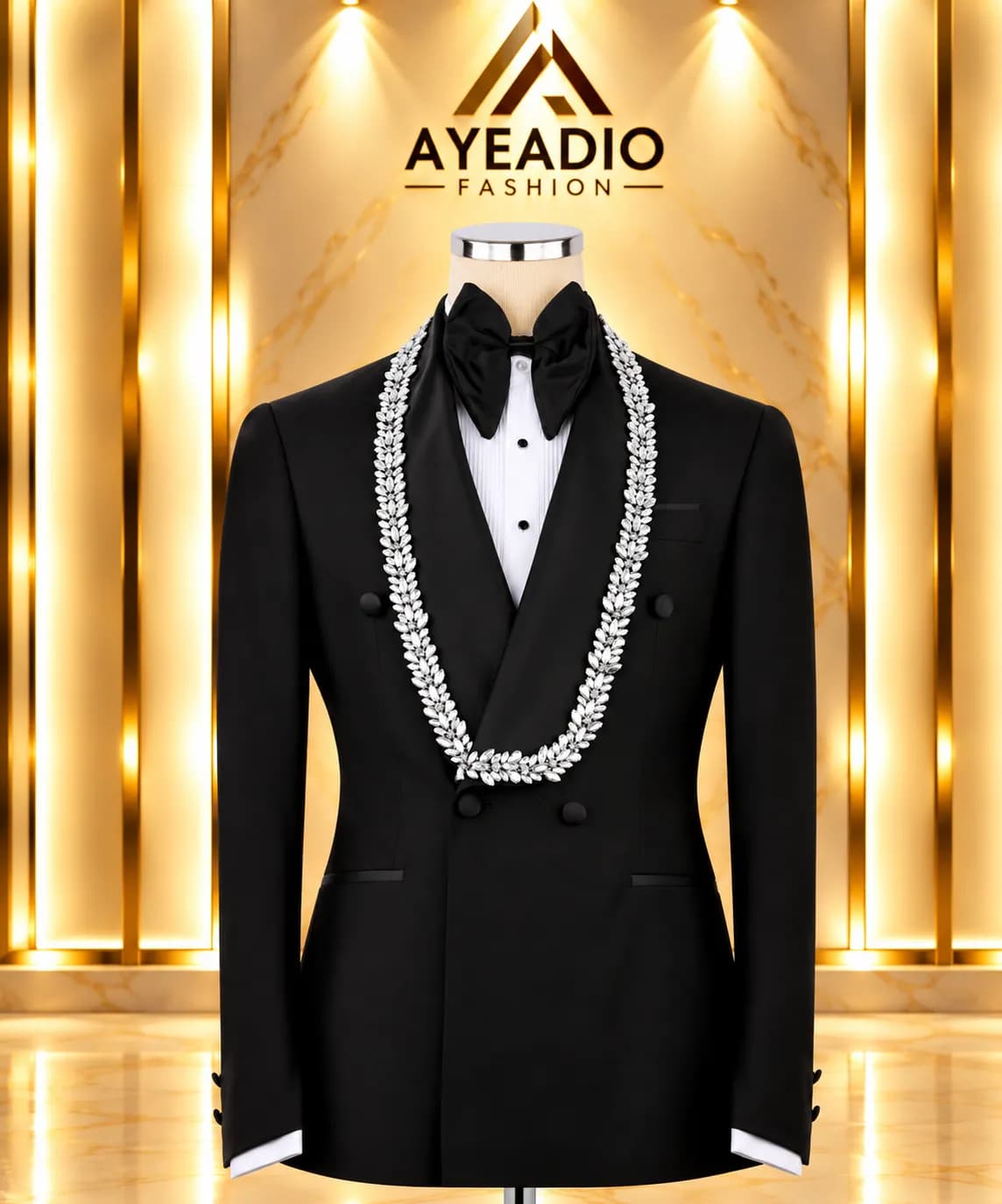 Gold Stones Lapel Tuxedo — fabric detail