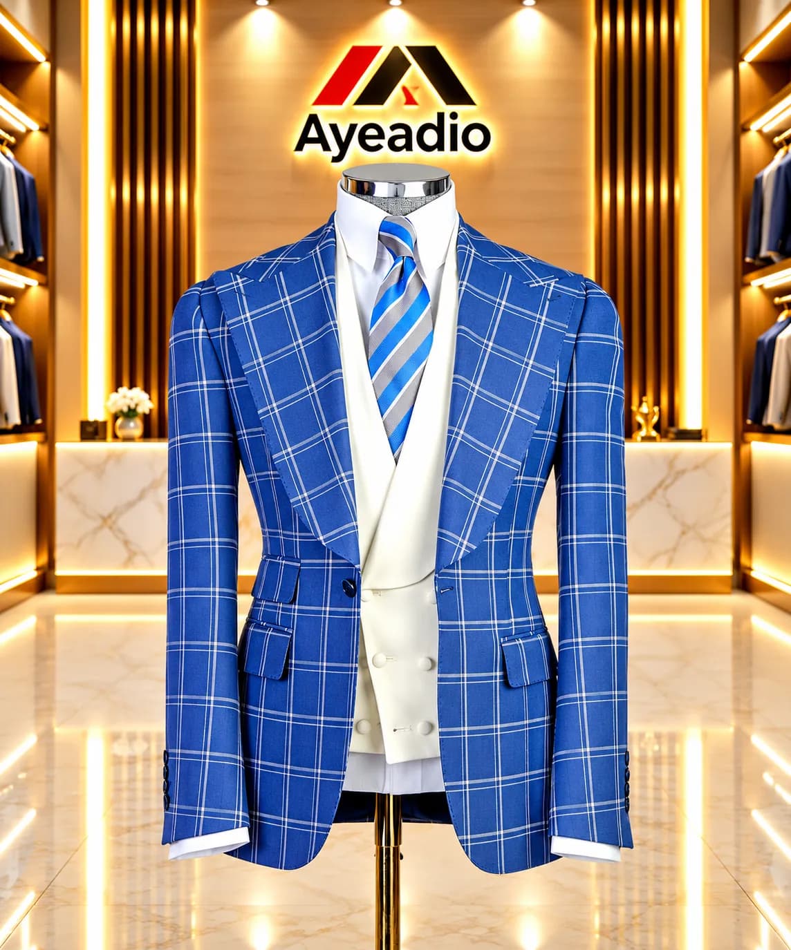 Gray Check 3 Pieces Suit — view 4